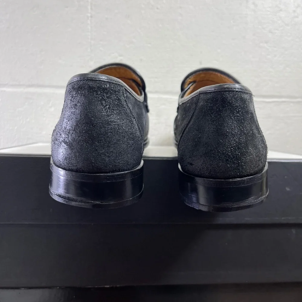 Bally Men's Black Suede Leather Bit Slip On Loafer Dress Shoes Size 9.5 EEE‎